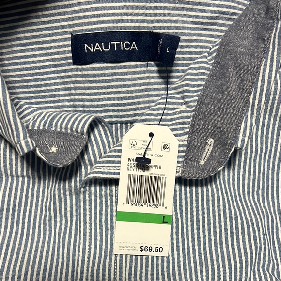 Nautica Other - Nautica Men's Short-sleeve Blue Striped Shirt